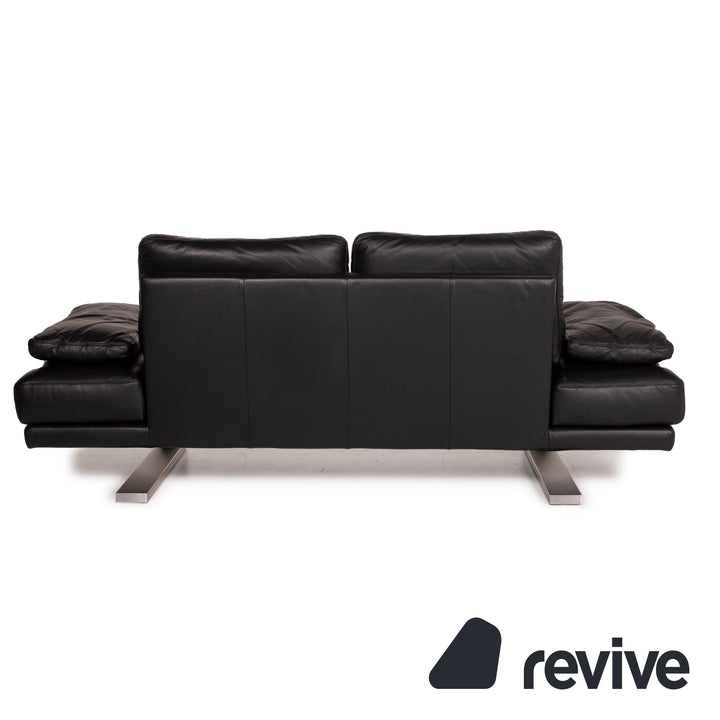 Rolf Benz 6600 leather sofa black two-seater