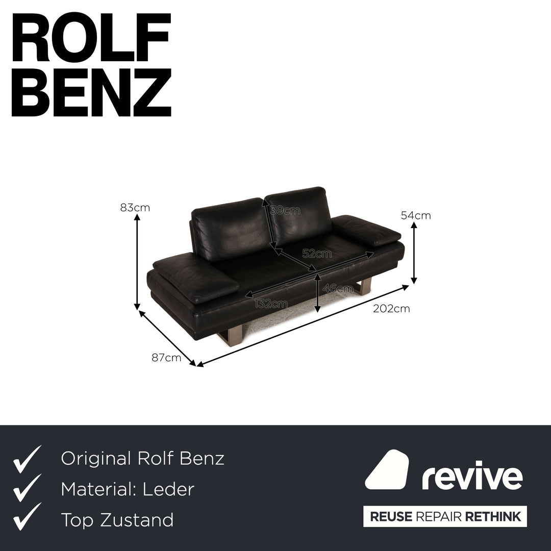Rolf Benz 6600 Leder Sofa Schwarz Zweisitzer Couch
