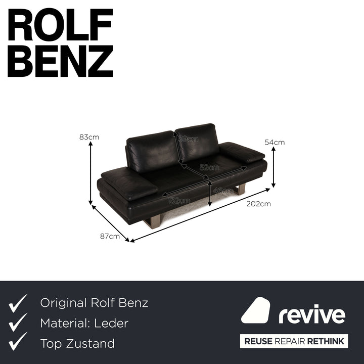 Rolf Benz 6600 Leder Sofa Schwarz Zweisitzer Couch