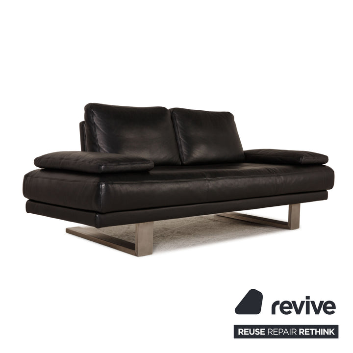 Rolf Benz 6600 Leder Sofa Schwarz Zweisitzer Couch