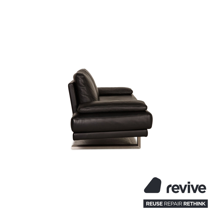 Rolf Benz 6600 Leder Sofa Schwarz Zweisitzer Couch