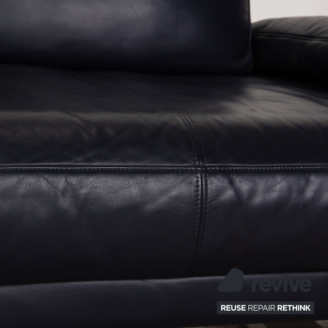 Rolf Benz 6600 Leder Zweisitzer Dunkelblau Sofa Couch