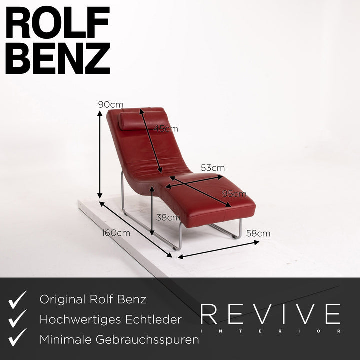 Rolf Benz 680 Leder Liege Rot Dunkelrot Relaxliege Funktion Relaxfunktion #13680