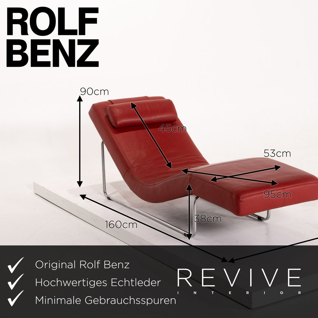 Rolf Benz 680 Leder Liege Rot Relaxliege Funktion Relaxfunktion #13625