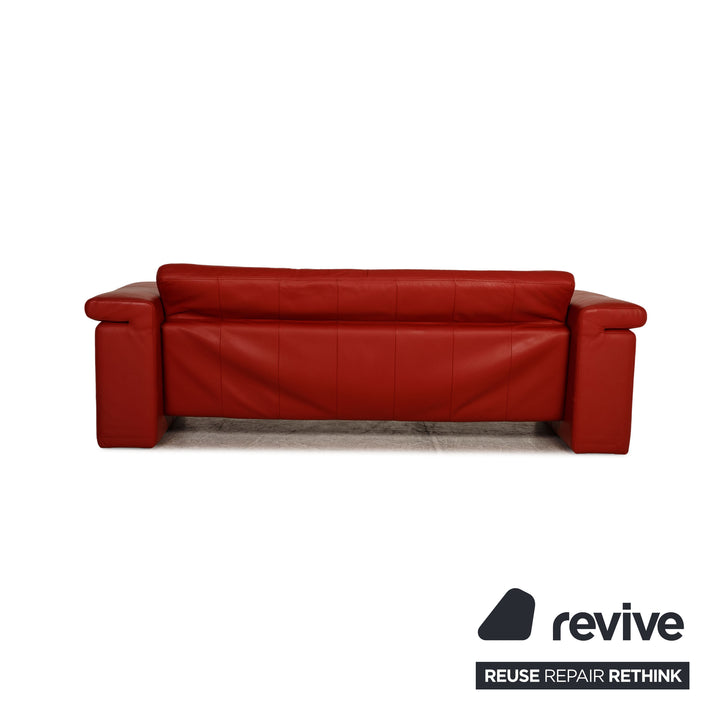 Rolf Benz 6800 Leder Sofa Rot Dreisitzer Couch Funktion