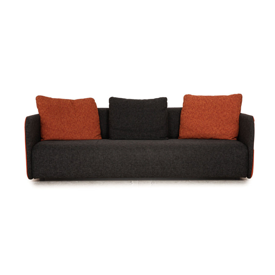 Rolf Benz 6900 Stoff Leder Dreisitzer Grau Orange Sofa Couch