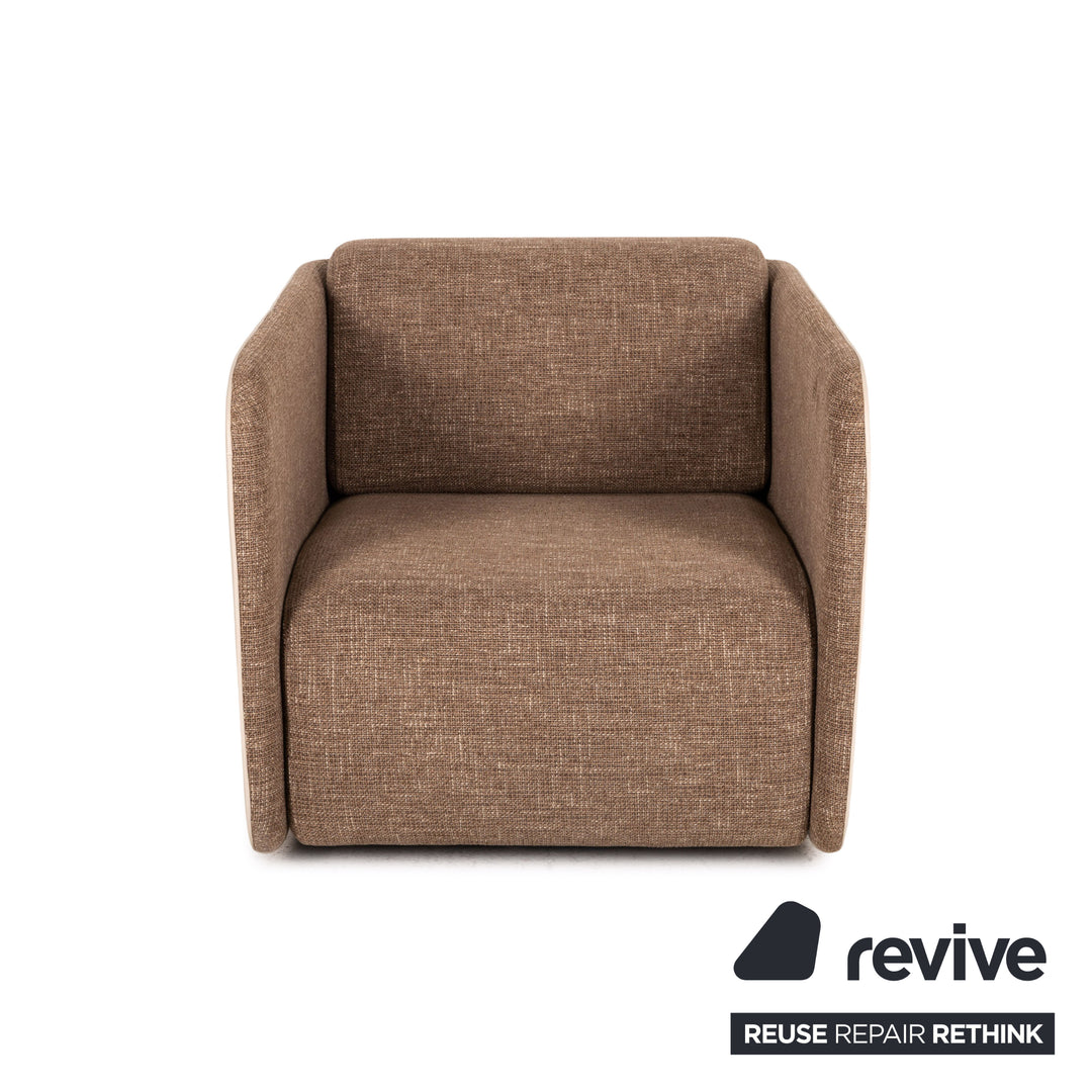 Rolf Benz 6900 fabric leather sofa set cream brown function 1x swivel chair 1x three-seater