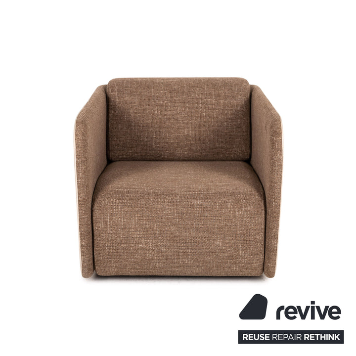 Rolf Benz 6900 fabric leather sofa set cream brown function 1x swivel chair 1x three-seater