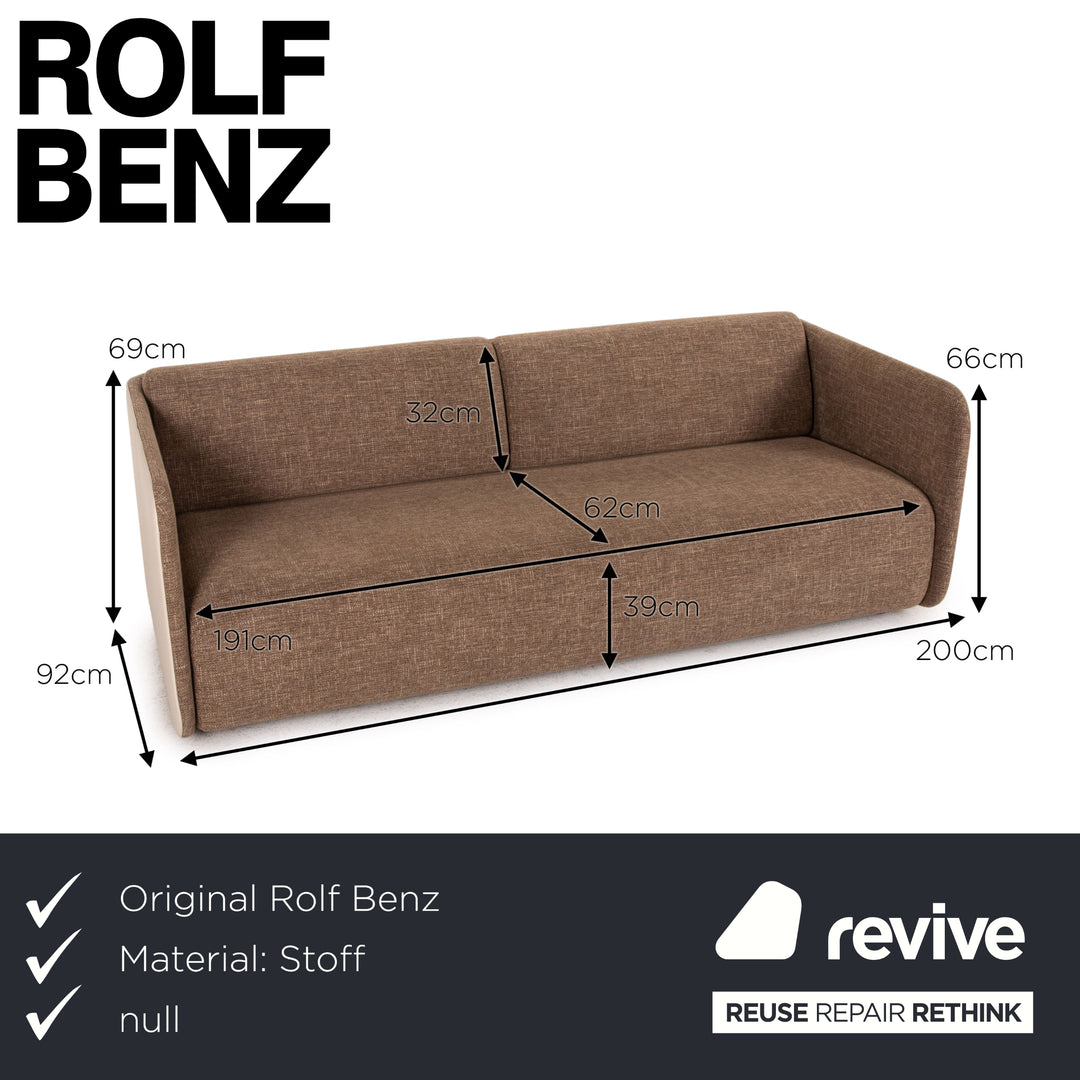 Rolf Benz 6900 fabric leather sofa set cream brown function 1x swivel chair 1x three-seater