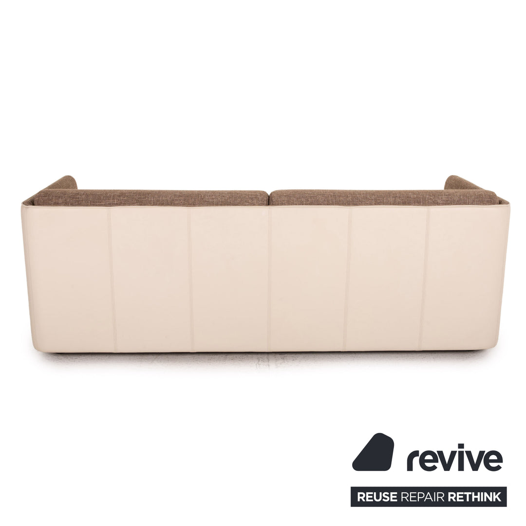 Rolf Benz 6900 fabric leather sofa set cream brown function 1x swivel chair 1x three-seater