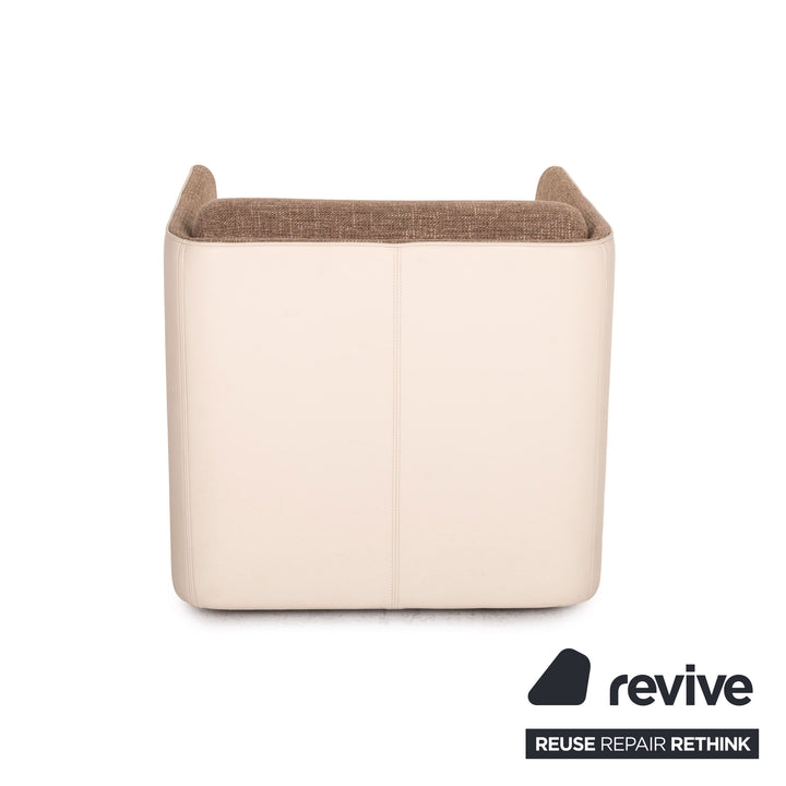 Rolf Benz 6900 fabric leather sofa set cream brown function 1x swivel chair 1x three-seater