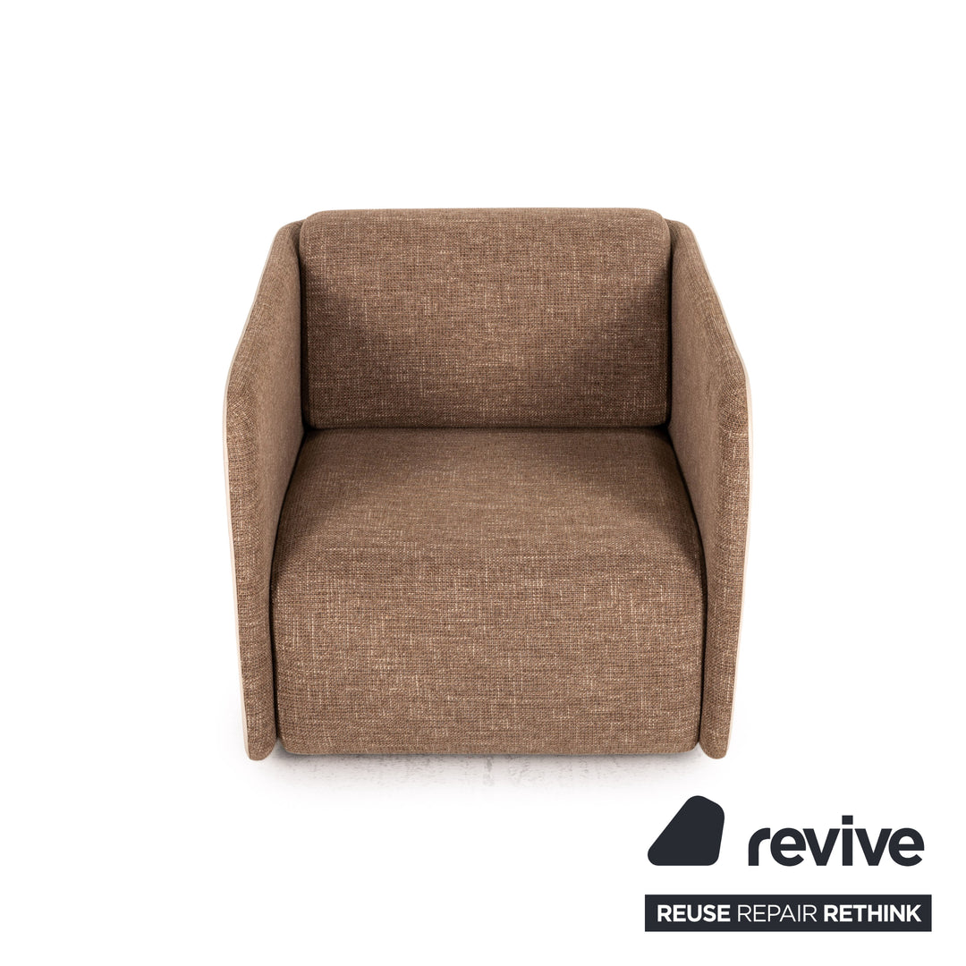 Rolf Benz 6900 fabric leather sofa set cream brown function 1x swivel chair 1x three-seater