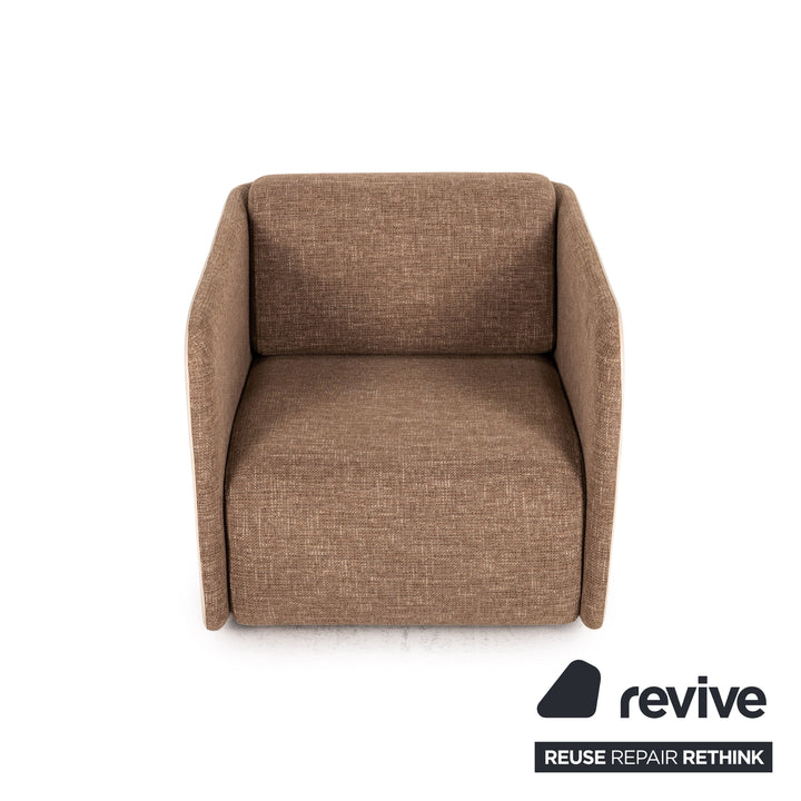 Rolf Benz 6900 fabric leather sofa set cream brown function 1x swivel chair 1x three-seater