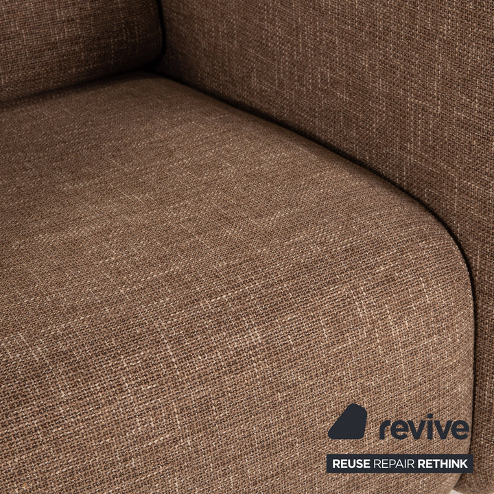 Rolf Benz 6900 fabric leather sofa set cream brown function 1x swivel chair 1x three-seater