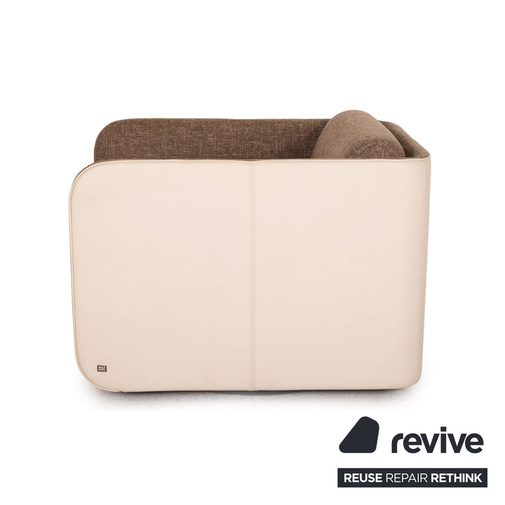 Rolf Benz 6900 fabric leather sofa set cream brown function 1x swivel chair 1x three-seater