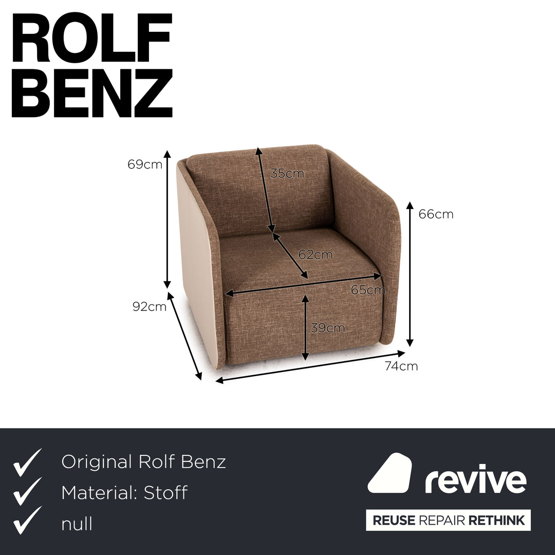 Rolf Benz 6900 fabric leather sofa set cream brown function 1x swivel chair 1x three-seater