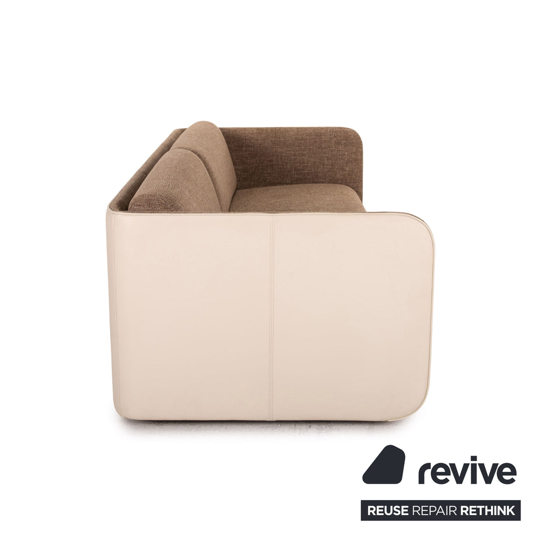 Rolf Benz 6900 fabric leather sofa set cream brown function 1x swivel chair 1x three-seater