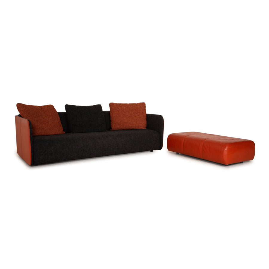 Rolf Benz 6900 fabric leather sofa set gray orange three-seater stool couch