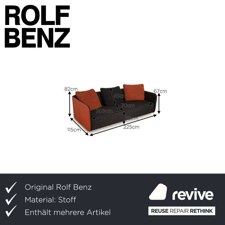 Rolf Benz 6900 fabric leather sofa set gray orange three-seater stool couch
