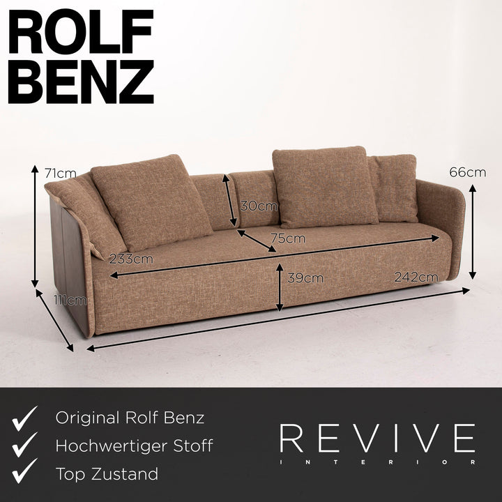 Rolf Benz 6900 fabric sofa brown three-seater couch #14531