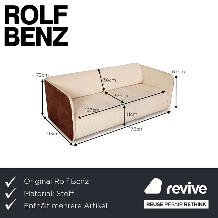 Rolf Benz 6900 Stoff Sofa Garnitur Creme Dreisitzer Couch