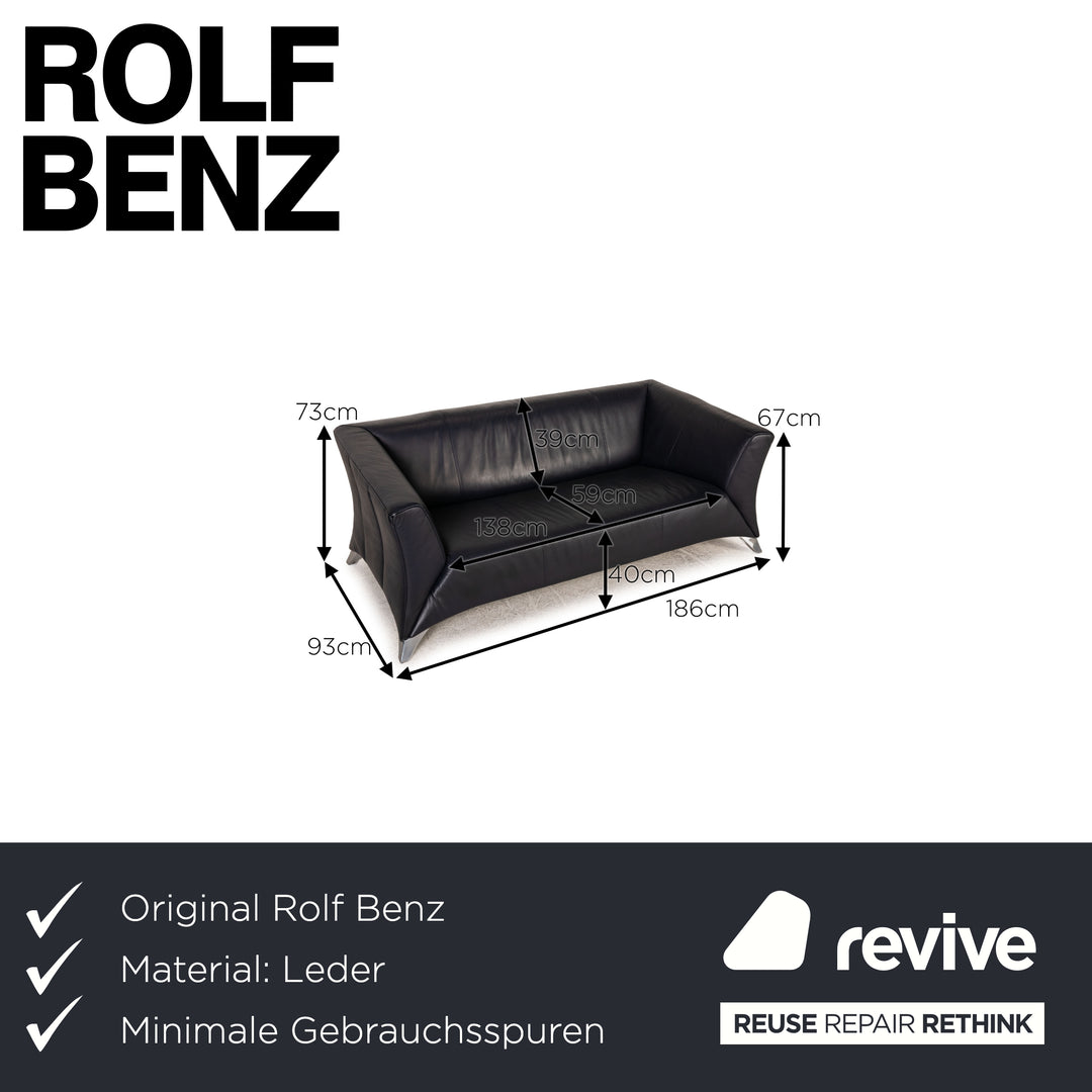Rolf Benz 747 leather sofa blue two-seater couch