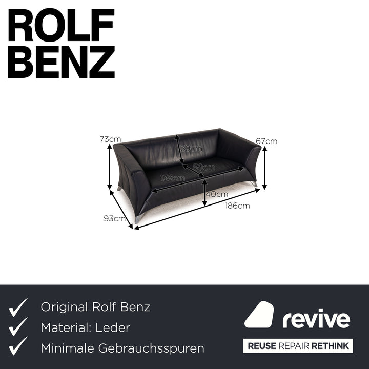 Rolf Benz 747 leather sofa blue two-seater couch