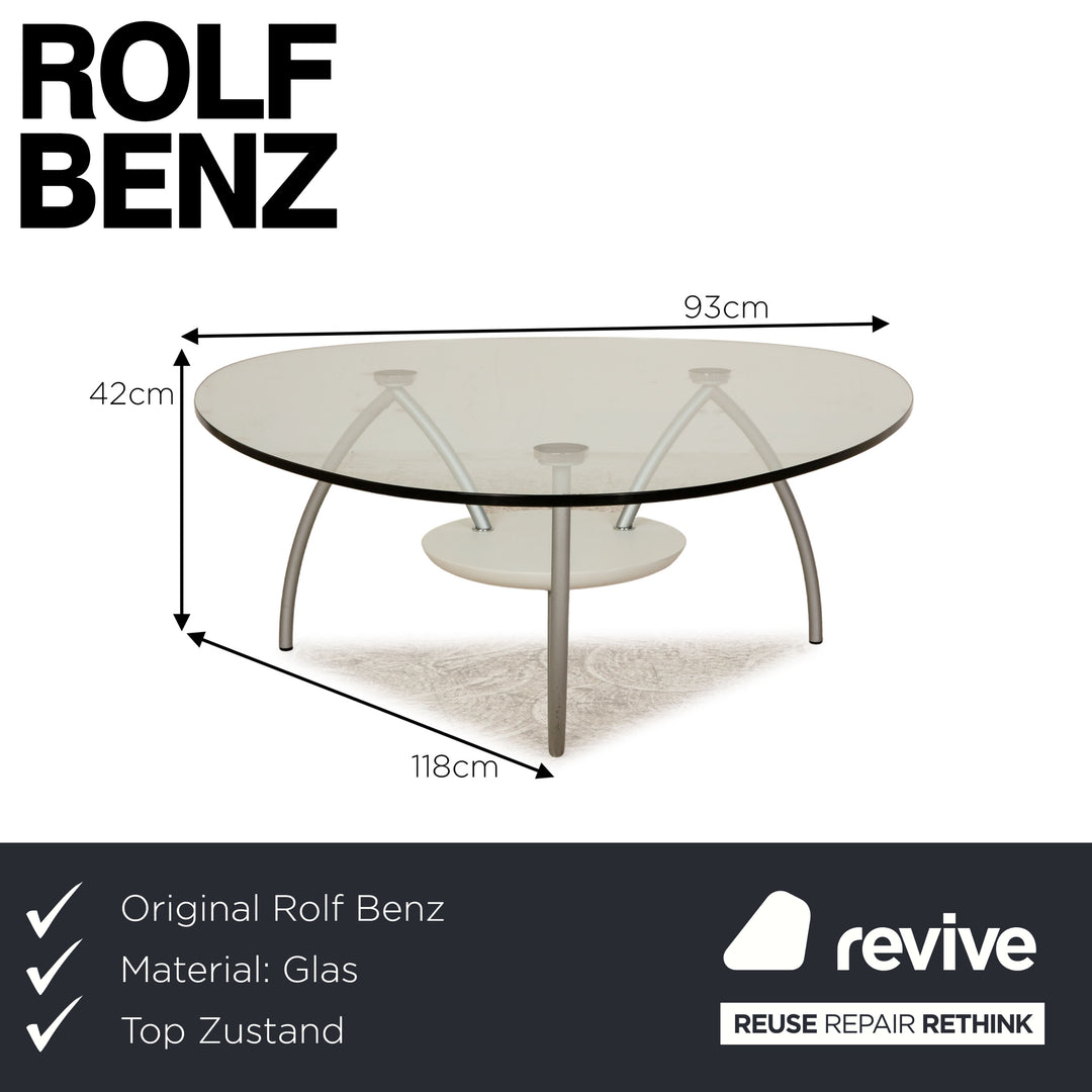 Rolf Benz 8310 Glas Couchtisch Silber 118cm x 93cm