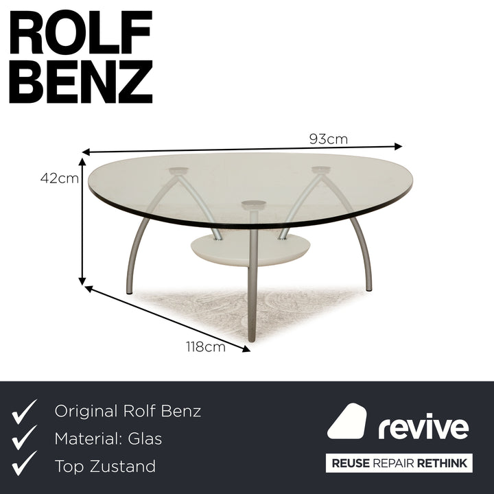 Rolf Benz 8310 Glas Couchtisch Silber 118cm x 93cm