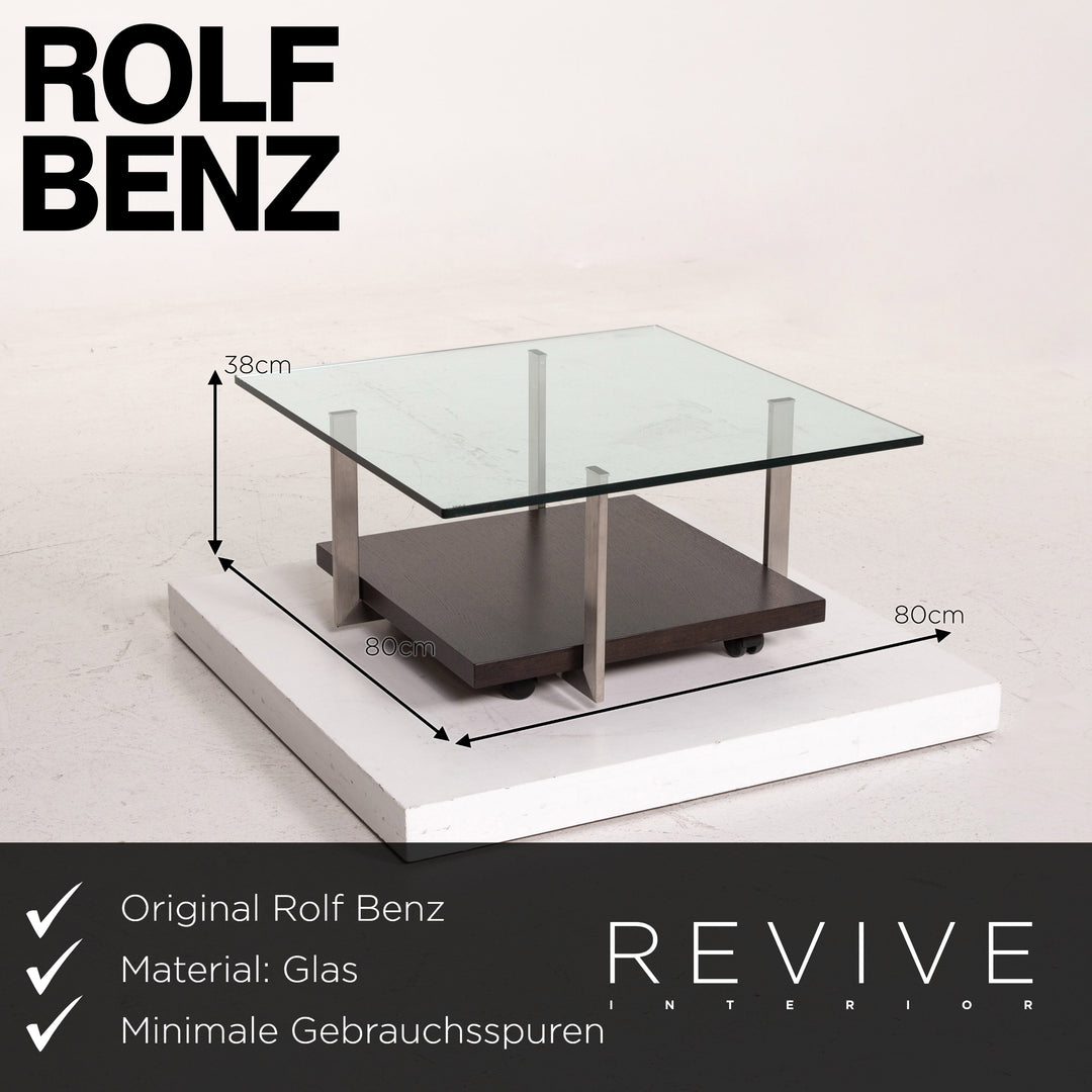 Rolf Benz 8730 Glas Holz Couchtisch Metall Rollen #14596