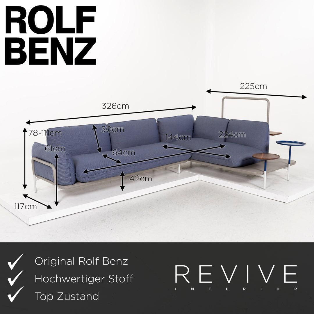 Rolf Benz Addit Fabric Corner Sofa Blue Shelf Multifunctional Function #13033