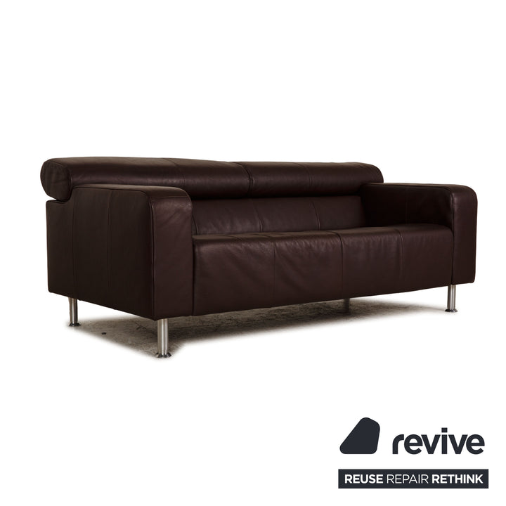 Rolf Benz AK 422 leather three-seater dark brown sofa couch function