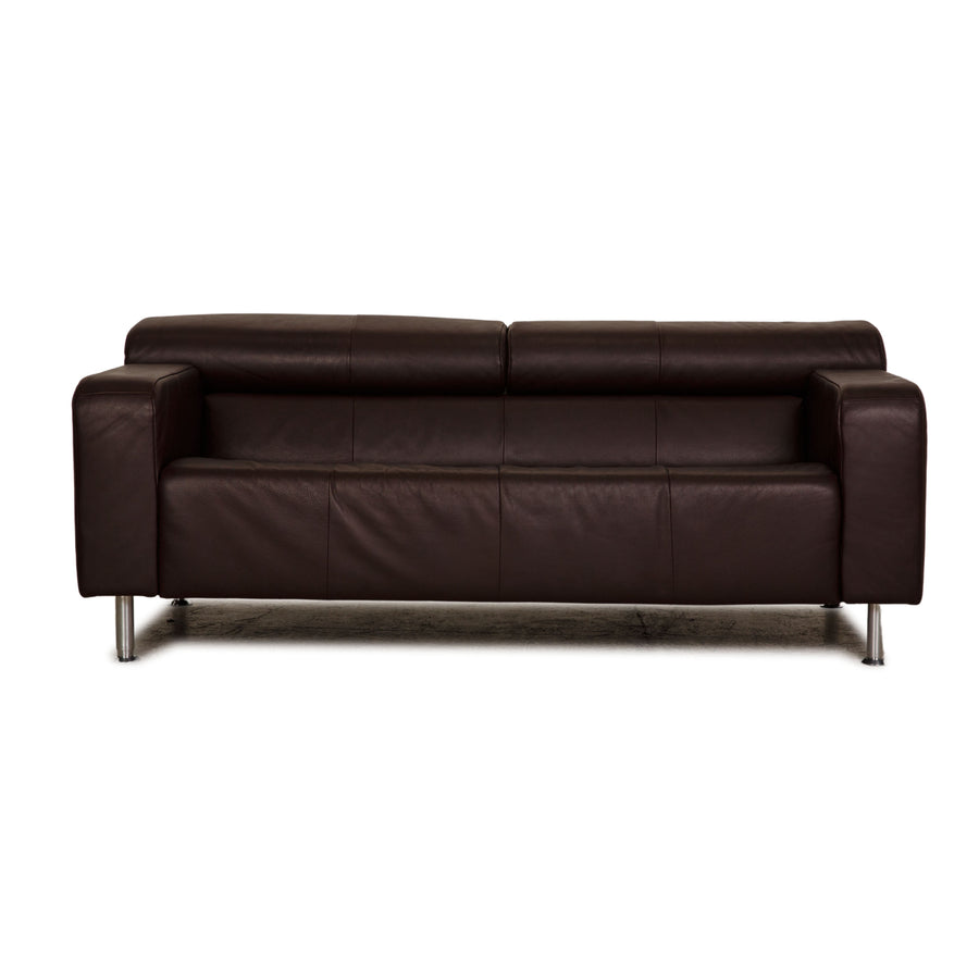 Rolf Benz AK 422 leather three-seater dark brown sofa couch function