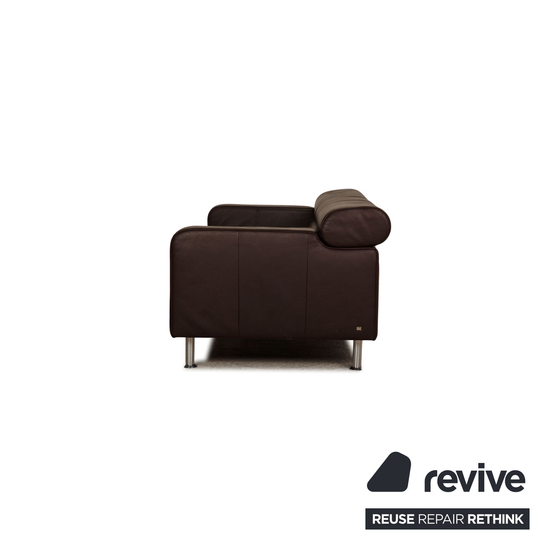 Rolf Benz AK 422 leather three-seater dark brown sofa couch function