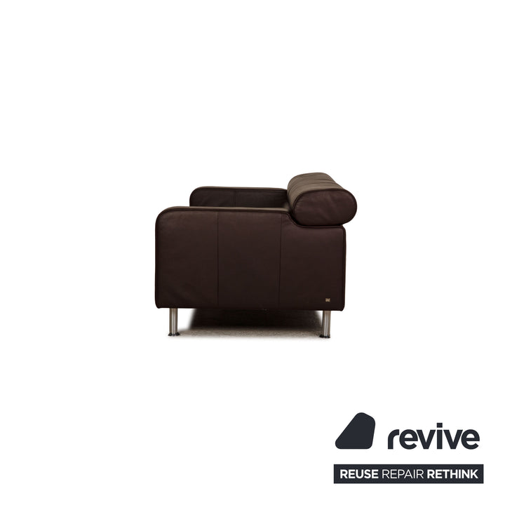 Rolf Benz AK 422 leather three-seater dark brown sofa couch function