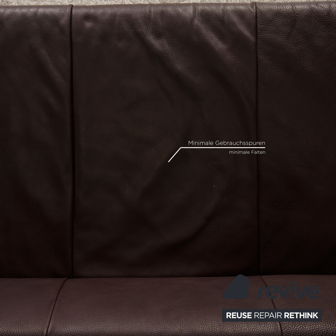 Rolf Benz AK 422 leather three-seater dark brown sofa couch function