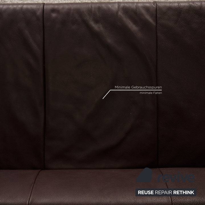 Rolf Benz AK 422 leather three-seater dark brown sofa couch function