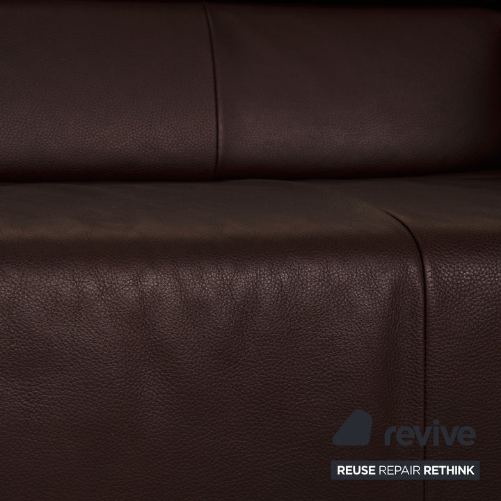 Rolf Benz AK 422 leather three-seater dark brown sofa couch function