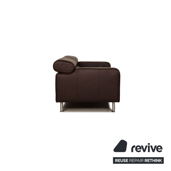 Rolf Benz AK 422 leather three-seater dark brown sofa couch function