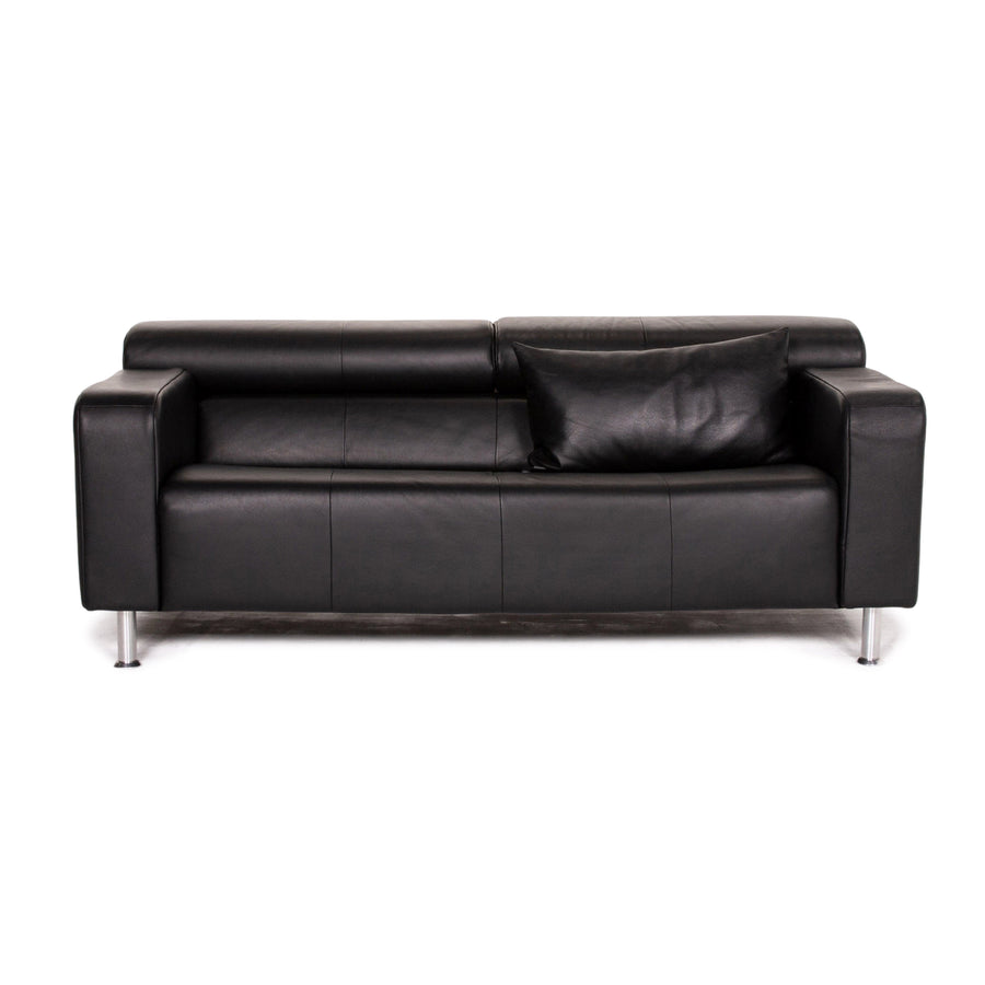 Rolf Benz AK 422 Leder Sofa Schwarz Dreisitzer Couch #14331