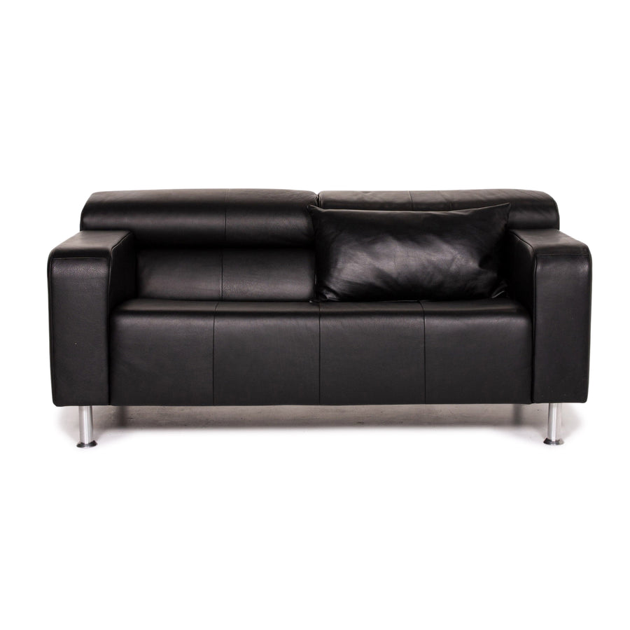 Rolf Benz AK 422 Leder Sofa Schwarz Zweisitzer Couch #14332