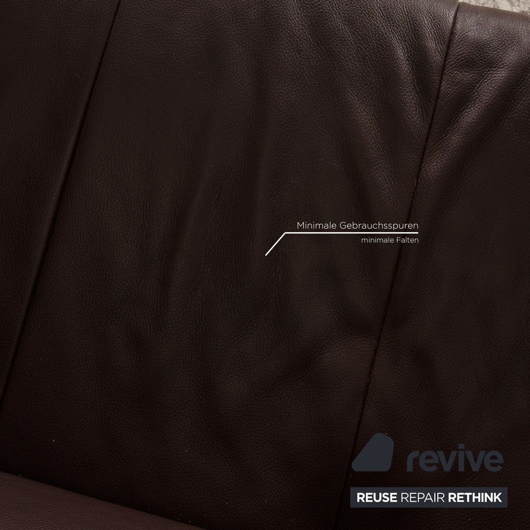 Rolf Benz AK 422 leather two-seater dark brown sofa couch function