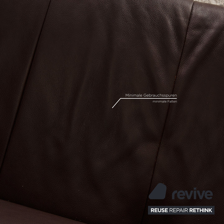 Rolf Benz AK 422 leather two-seater dark brown sofa couch function