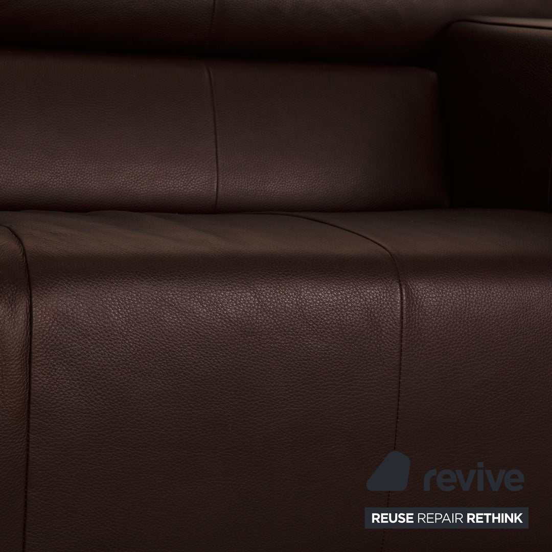 Rolf Benz AK 422 leather two-seater dark brown sofa couch function