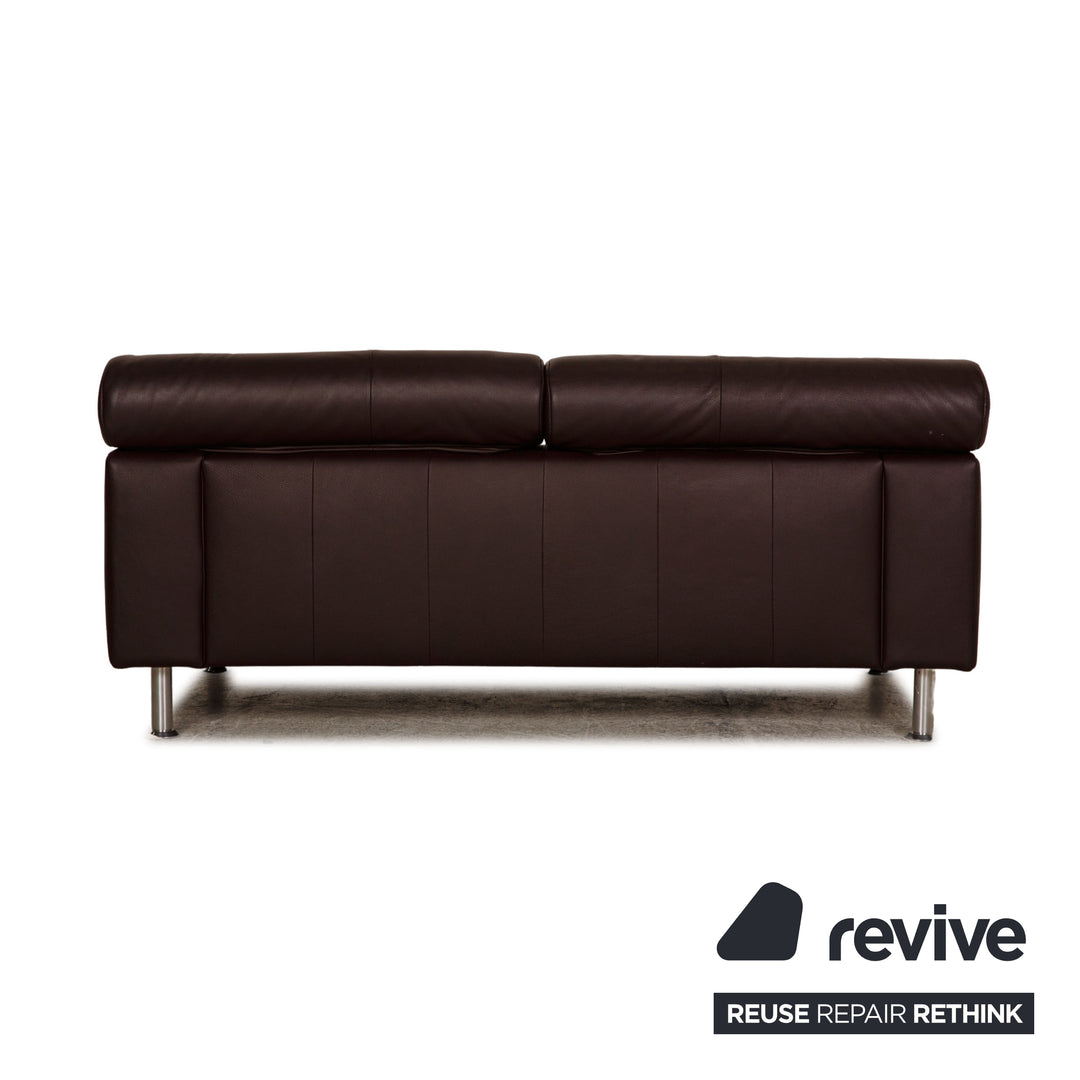 Rolf Benz AK 422 leather two-seater dark brown sofa couch function