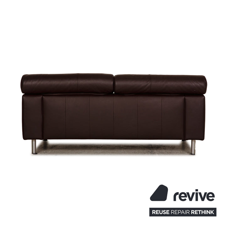 Rolf Benz AK 422 leather two-seater dark brown sofa couch function