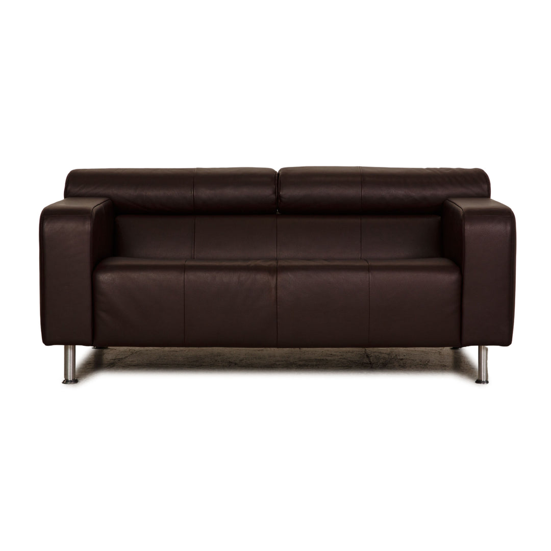 Rolf Benz AK 422 leather two-seater dark brown sofa couch function