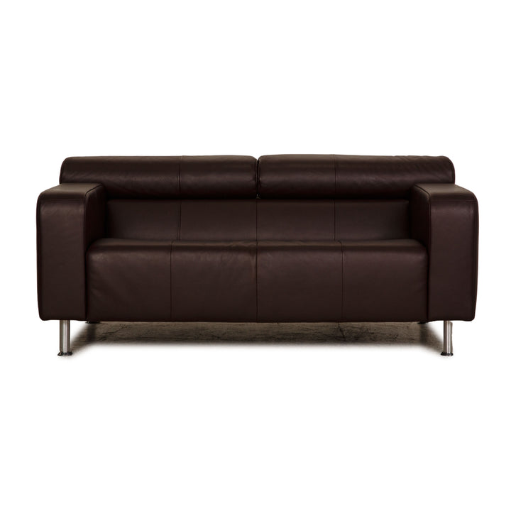 Rolf Benz AK 422 leather two-seater dark brown sofa couch function