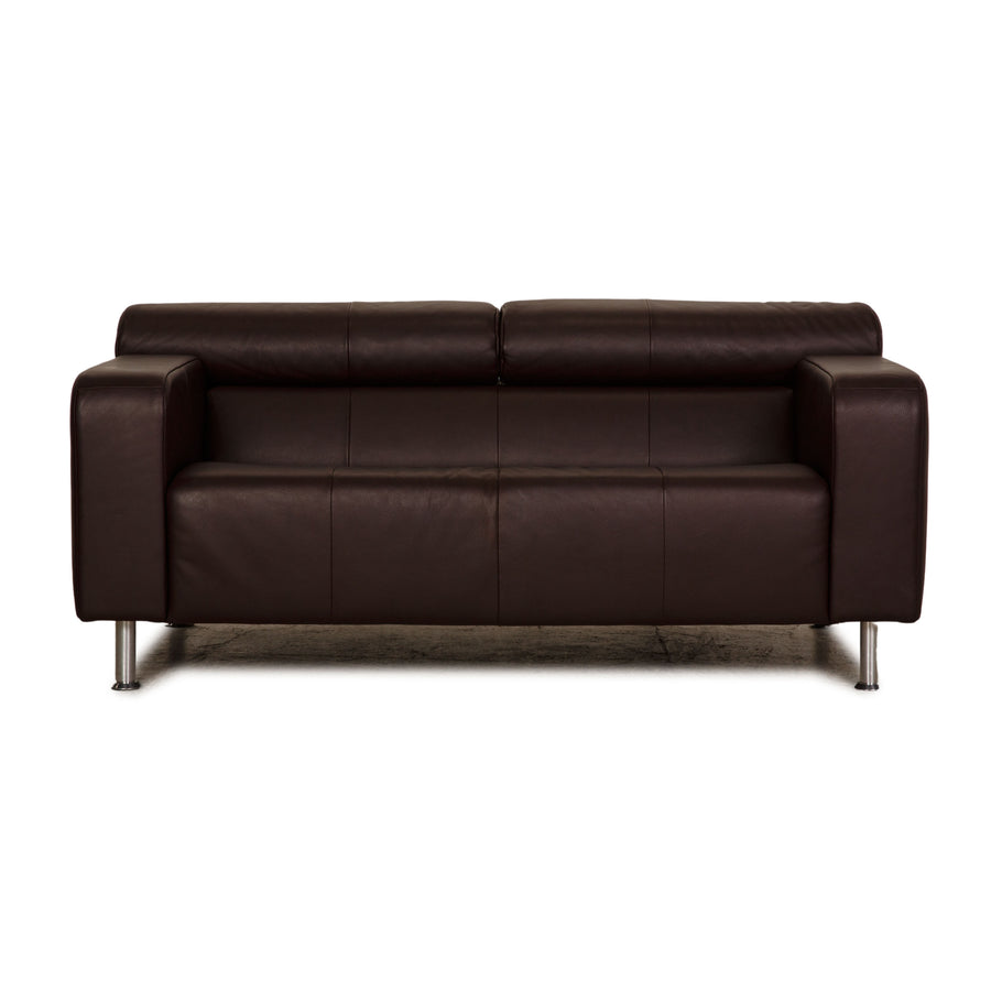Rolf Benz AK 422 leather two-seater dark brown sofa couch function