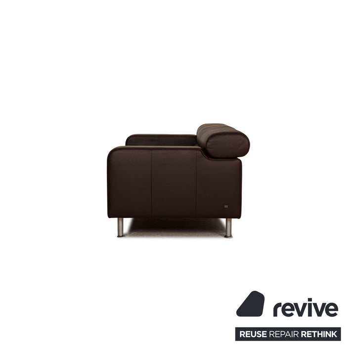 Rolf Benz AK 422 leather two-seater dark brown sofa couch function